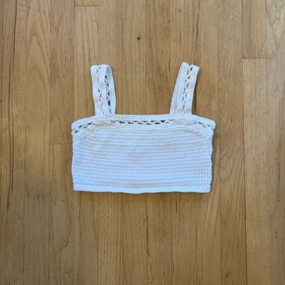 White Crochet Crop TankTop